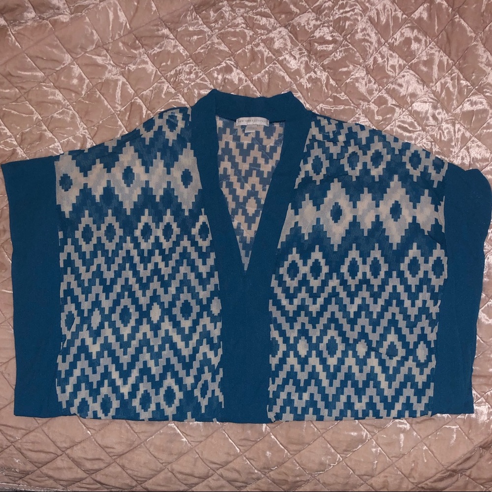 Sheer Mesh Flowing V-Neck Tunic Top (EUC) - Picture 5 of 8